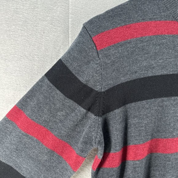 Marq Athletic Fit Mens Striped Sweater Medium Gray Crew Neck Relax Fit Casual - Picture 4 of 16